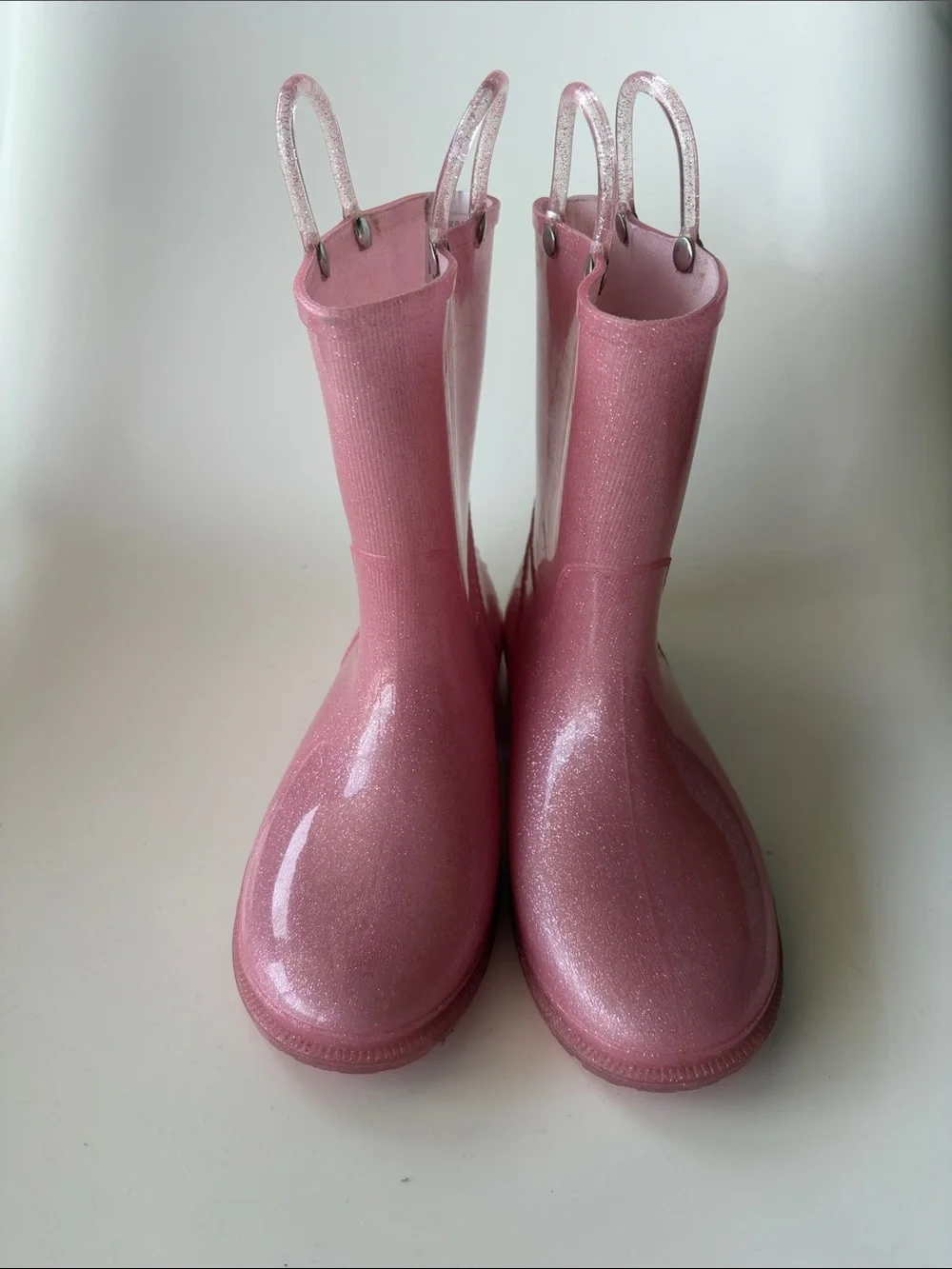 Glitter Pink Kids Pull-On Rain Boots size 3